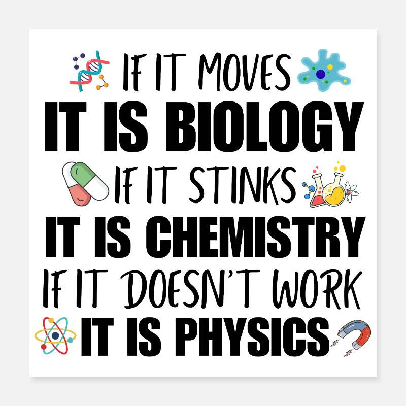 Physics Science Teacher Geek Funny Biology Student Poster 16" x 16" (40x40 cm)