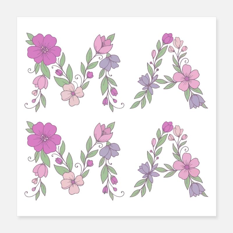 Mama Blumen Floral Schrift Beste Mutter Muttertag Poster 40x40 cm