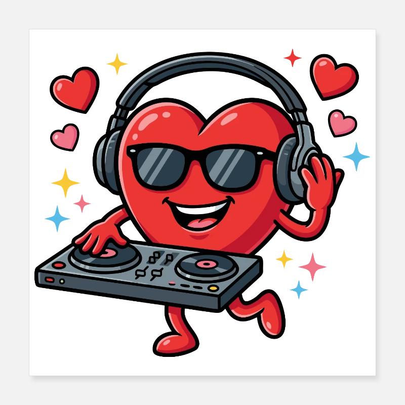 La Saint-Valentin DJ EDM DJ drôle la Saint-Valentin Poster 40 x 40 cm
