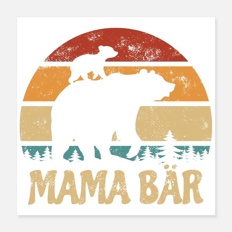 Mama Bär - Muttertag - Vintage Geschenk Poster 40x40 cm