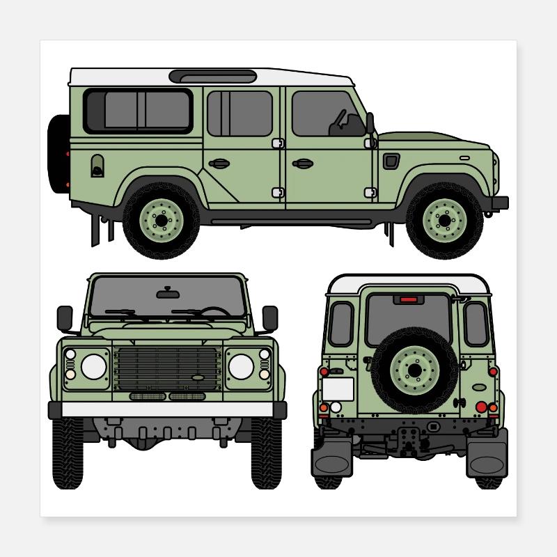 Defender 110 - Côtés Poster 40 x 40 cm