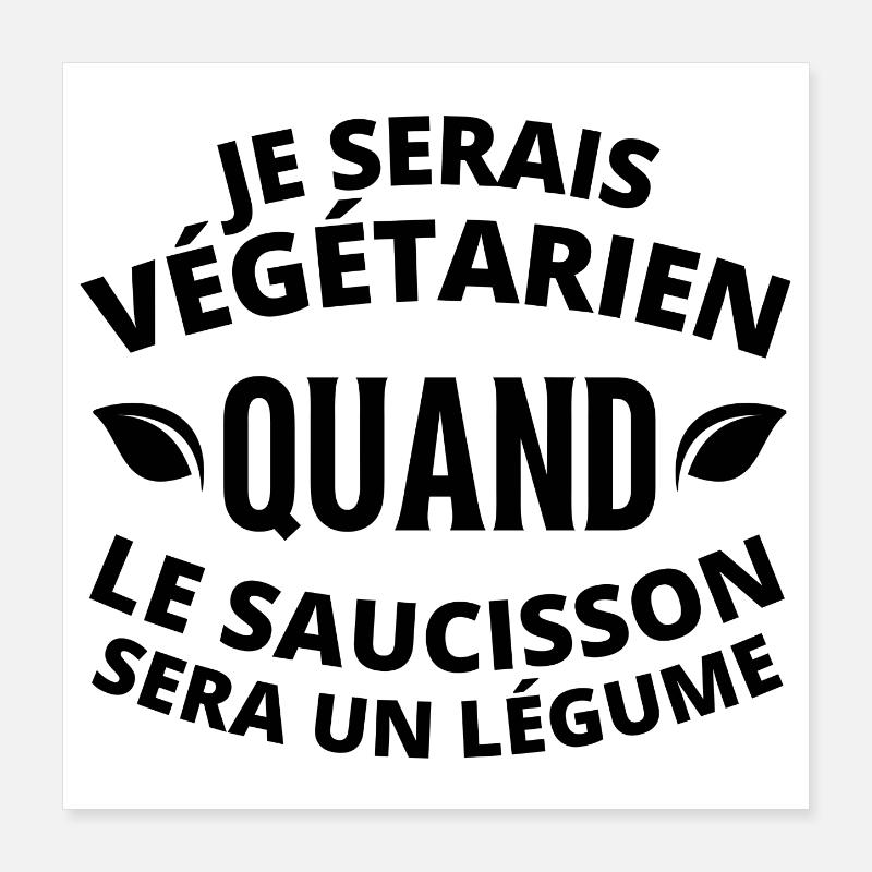 végétarien, végane, végan Poster 40 x 40 cm