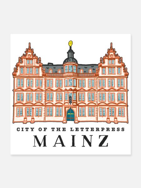 Mainz, Stadt des Buchdrucks, Deutschland - Poster 40x40 cm - Weiß - Vorne