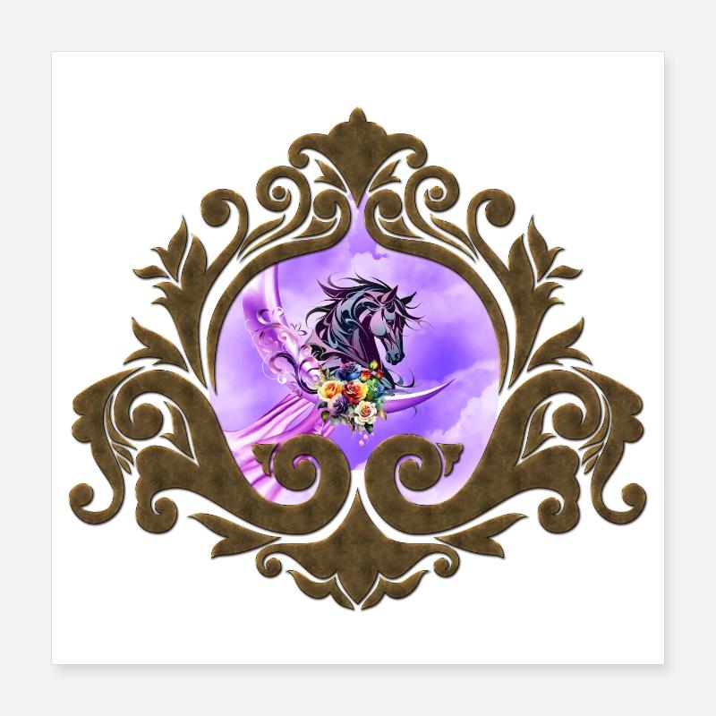 Elegantes buntes Wildpferd Poster 40x40 cm
