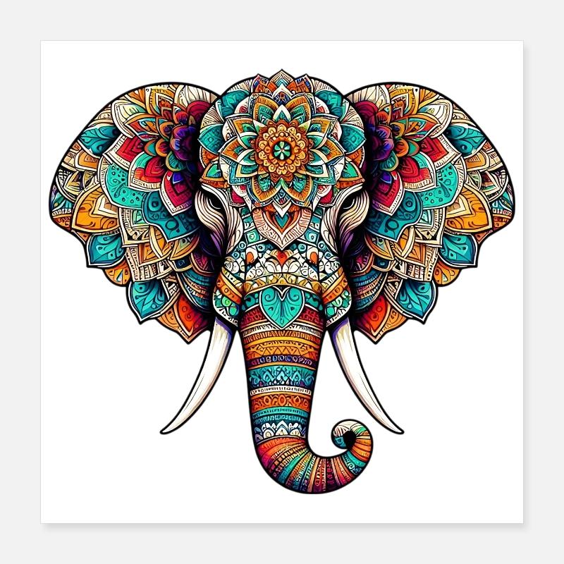 Éléphant Poster 40 x 40 cm
