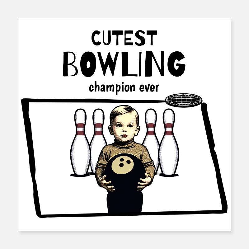 Kinder Bowling Poster 40x40 cm