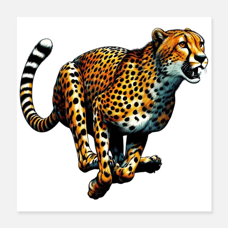Guépard - Poster 40 x 40 cm - blanc