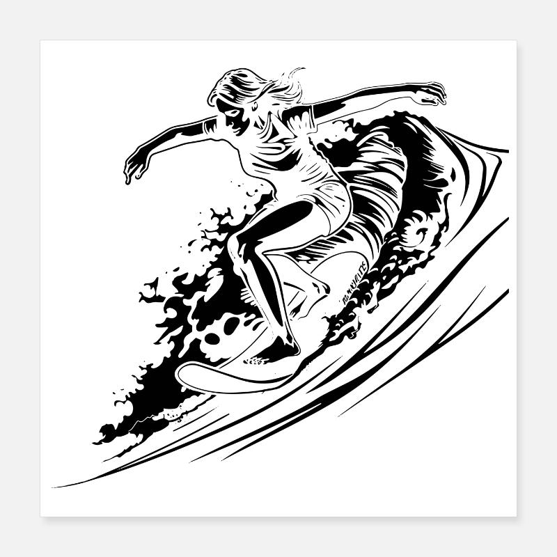 Surfeuses Poster 40 x 40 cm