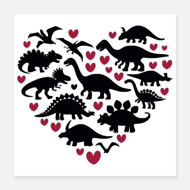 Ich liebe Dinosaurier Poster 40x40 cm