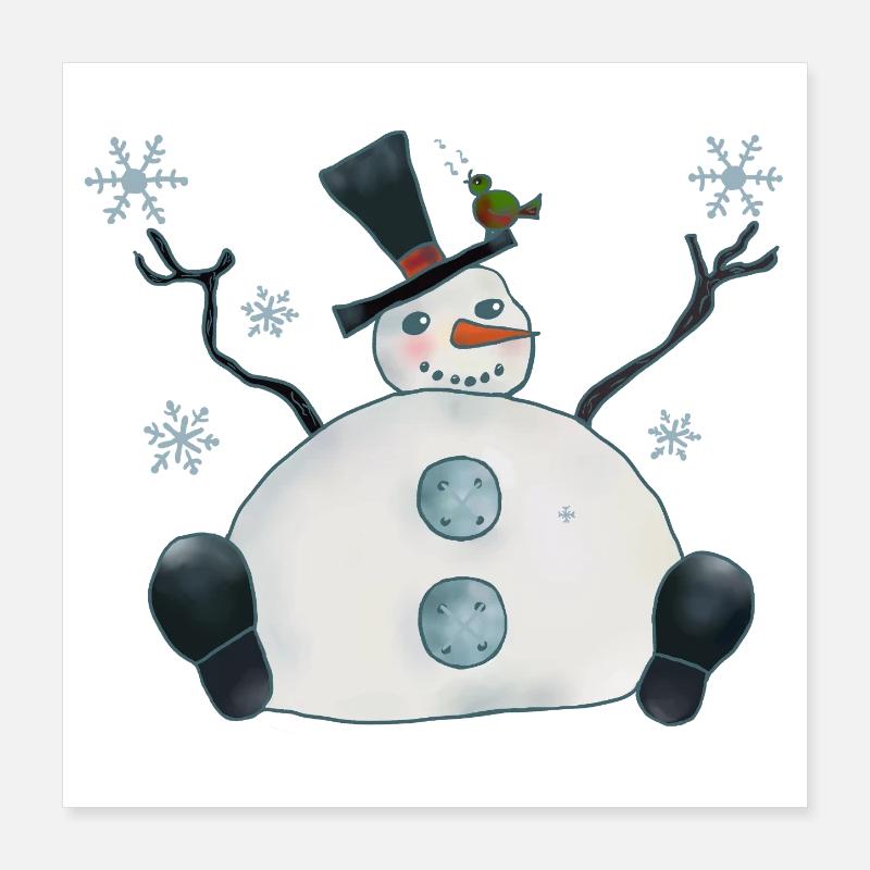 Dicker Schneemann Poster 40x40 cm