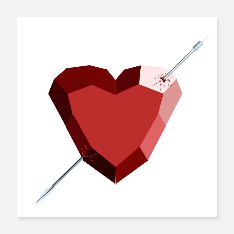 Cœur de rubis blessé – Amour, beauté et rupture Poster 40 x 40 cm