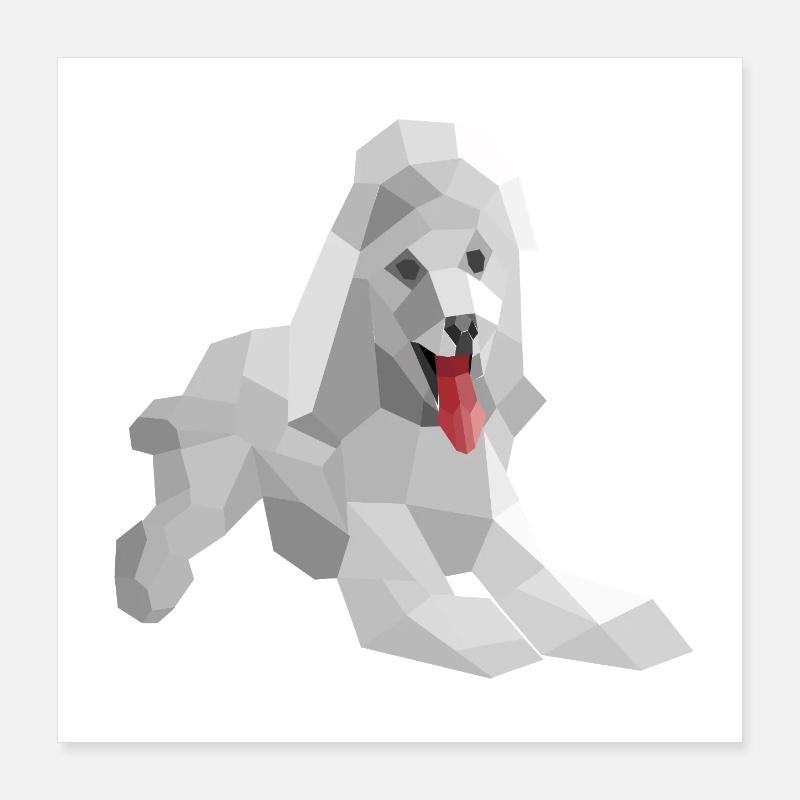 Eleganter Low-Poly-Pudel Poster 40x40 cm
