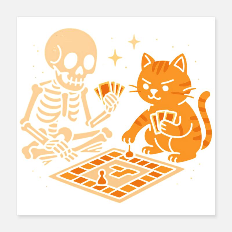 Skeleton meets tiger in board game Poster 16" x 16" (40x40 cm)