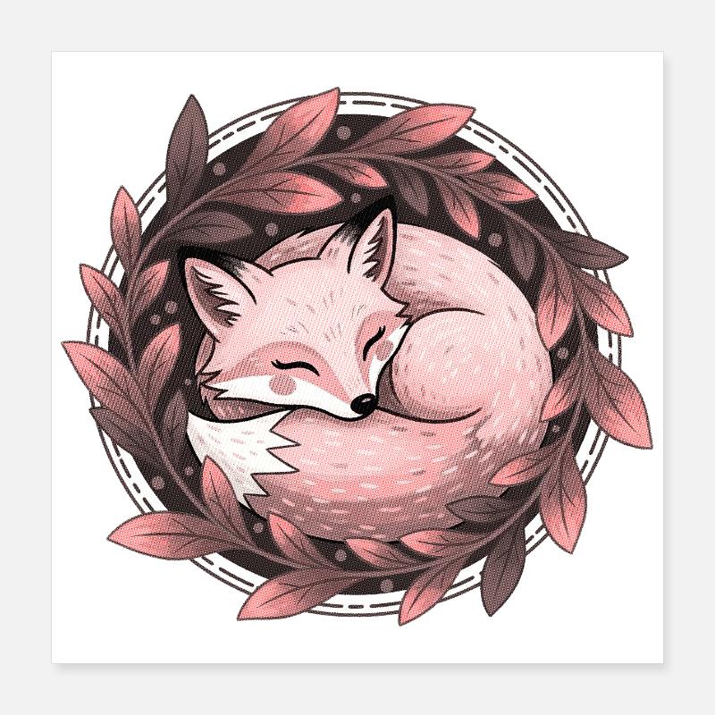 Red Fox Embraced by Autumn Leaves Poster 16" x 16" (40x40 cm)