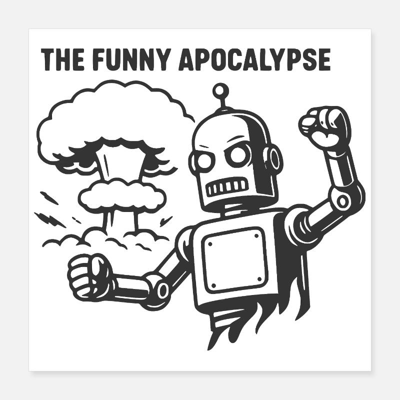 L’apocalypse amusante avec un robot rétro Poster 40 x 40 cm