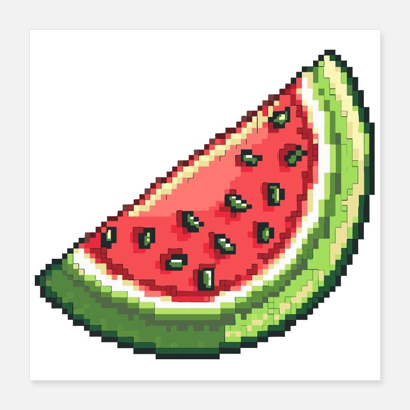 Pixel Watermelon Slice Poster 16" x 16" (40x40 cm)