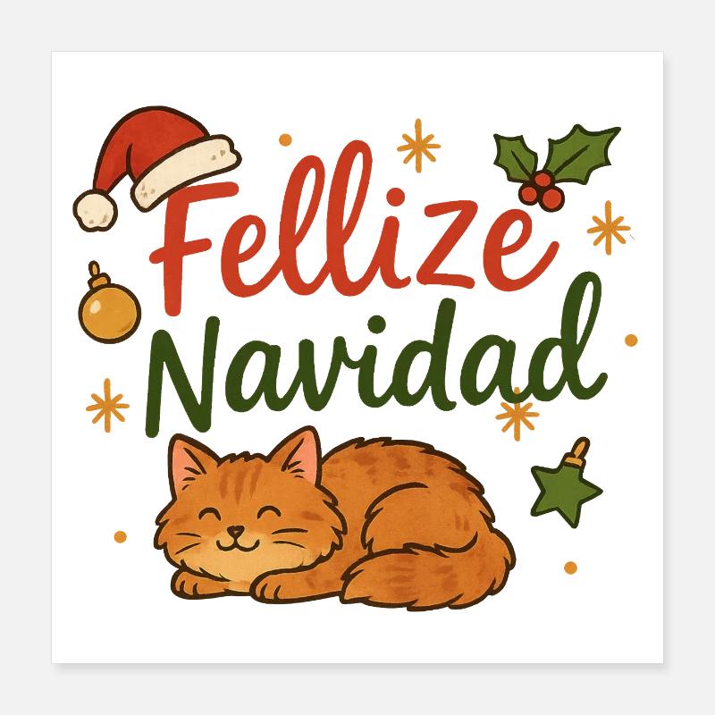 Fellize Navidad - Conception de Noël de chat drôle Poster 40 x 40 cm