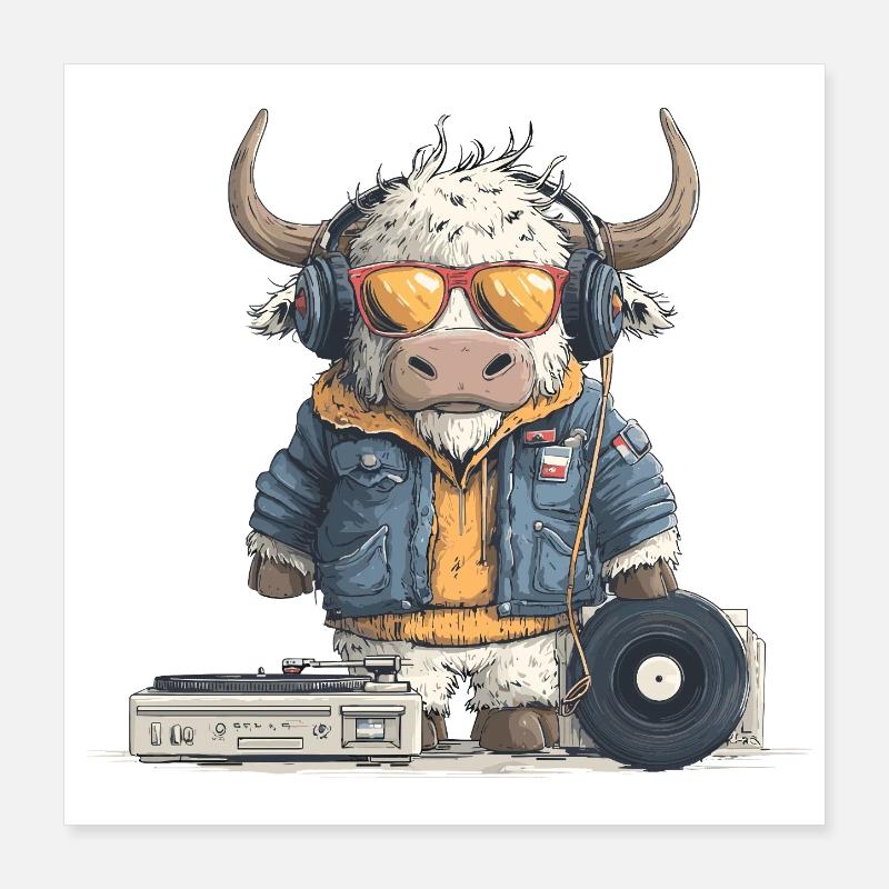 Taurus DJ avec casque Poster 40 x 40 cm