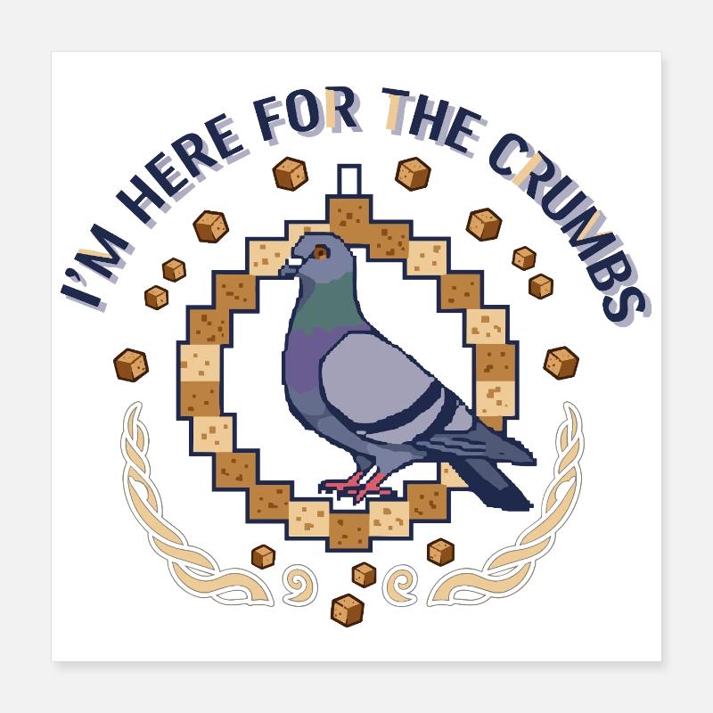 Pixel Taube Krümeljäger Poster 40x40 cm