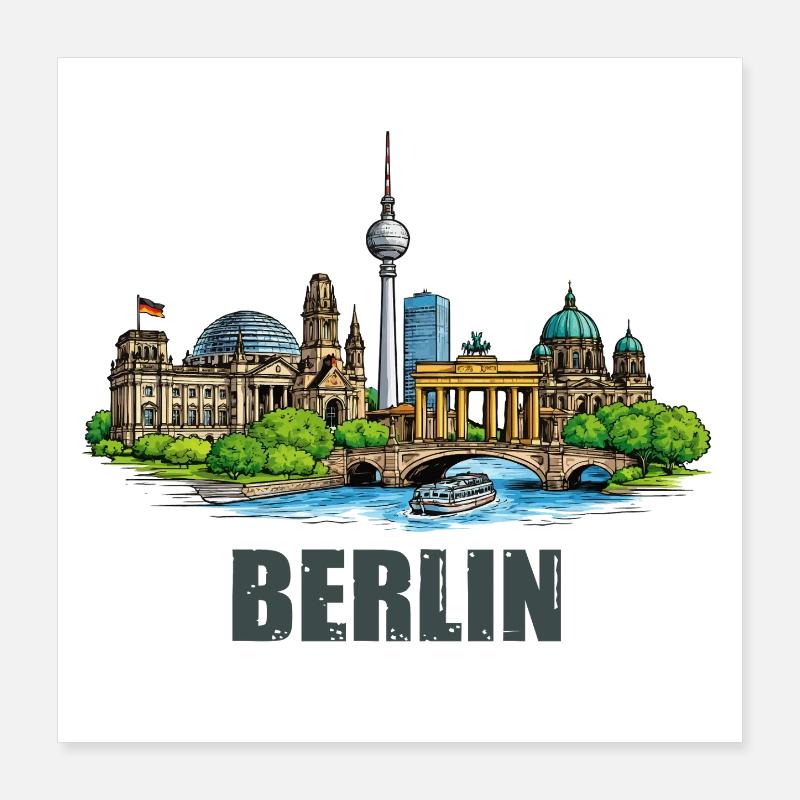 Berliner Skyline  Poster 40x40 cm