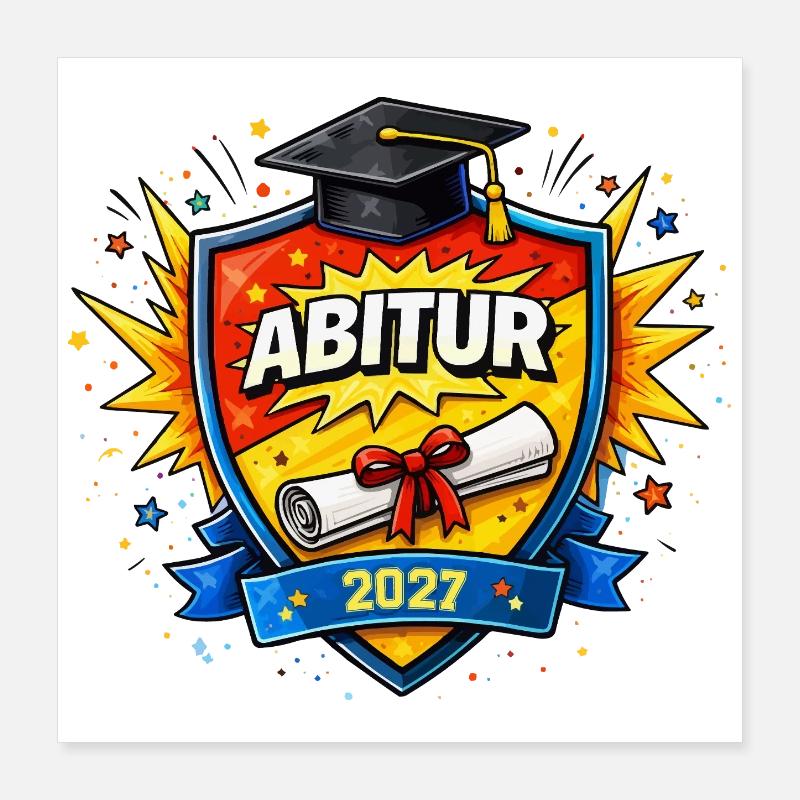 Abitur 2027 Abschluss Comic Schild Poster 40x40 cm