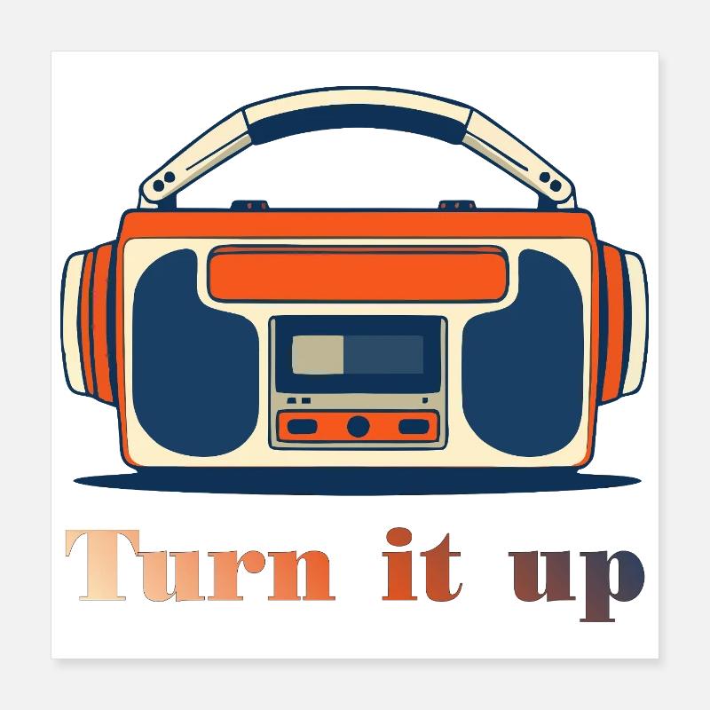 Turn It Up Vintage Radio Poster 16" x 16" (40x40 cm)