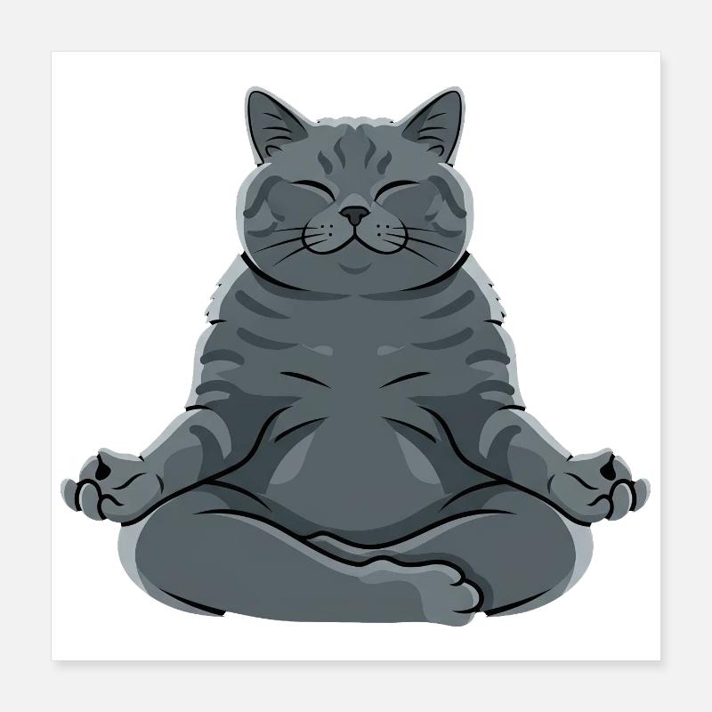 Meditierende Graue Katze Poster 40x40 cm