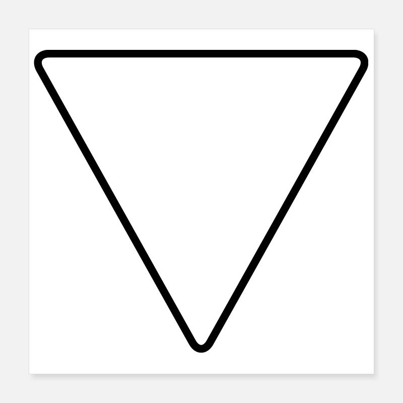 Triangle avec coins arrondis comme panneau d’avertissement Poster 40 x 40 cm