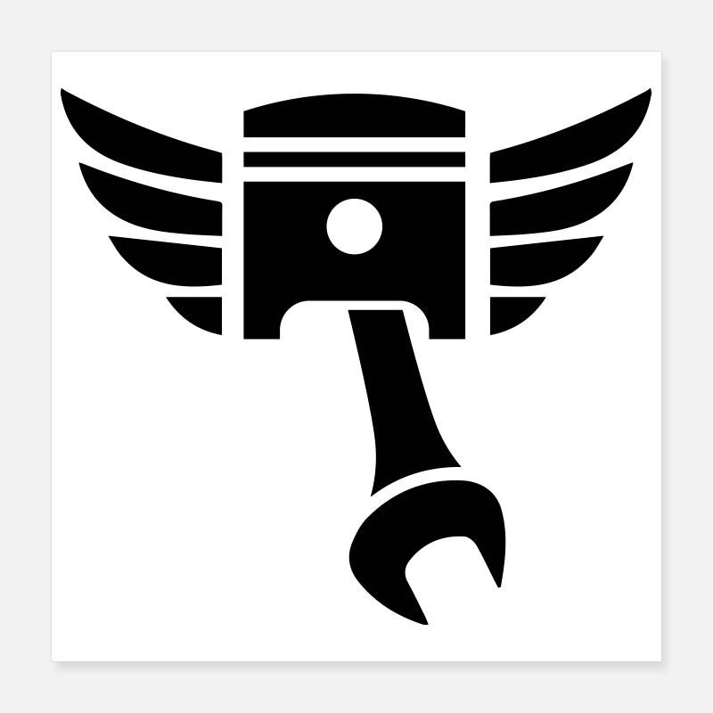 Emblème de clé de piston avec ailes Poster 40 x 40 cm