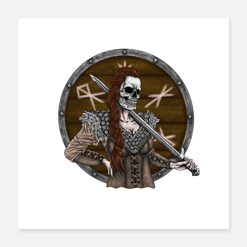 Vikingmaidavec bouclier Poster 40 x 40 cm