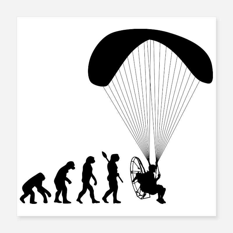 Paramoteur Évolution humaine drôle Poster 40 x 40 cm
