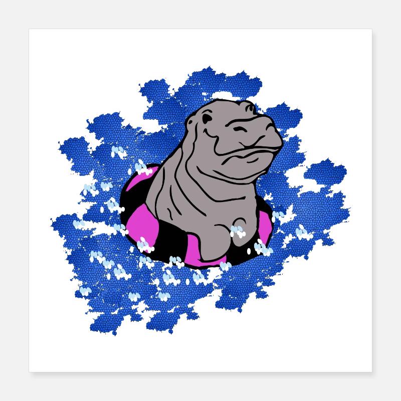 Bébé hippopotame Poster 40 x 40 cm