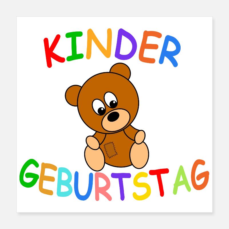 Kindergeburtstag mit Teddybär Poster 40x40 cm