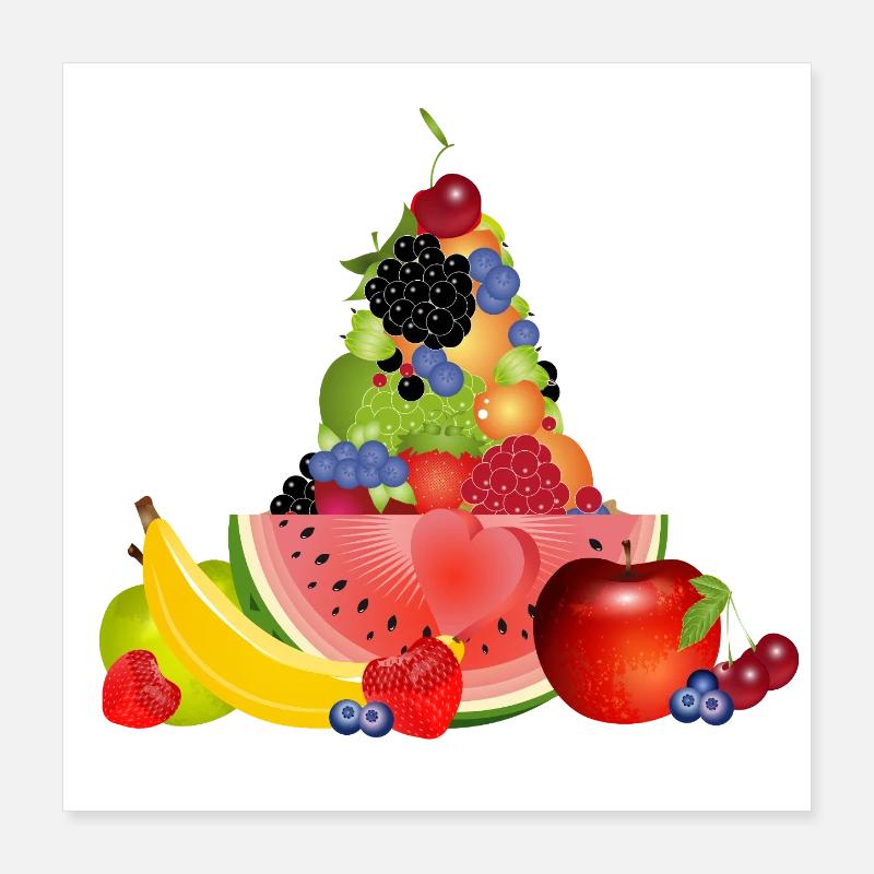 pyramide de fruits colorée avec pastèque Poster 40 x 40 cm