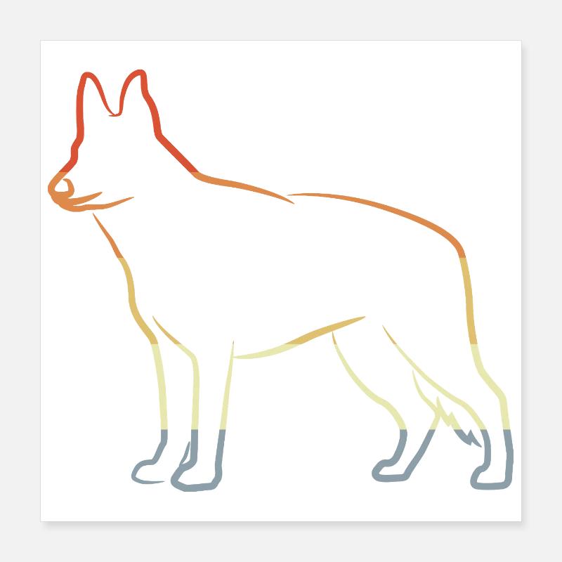 German Shepherd Drawing Poster 16" x 16" (40x40 cm)
