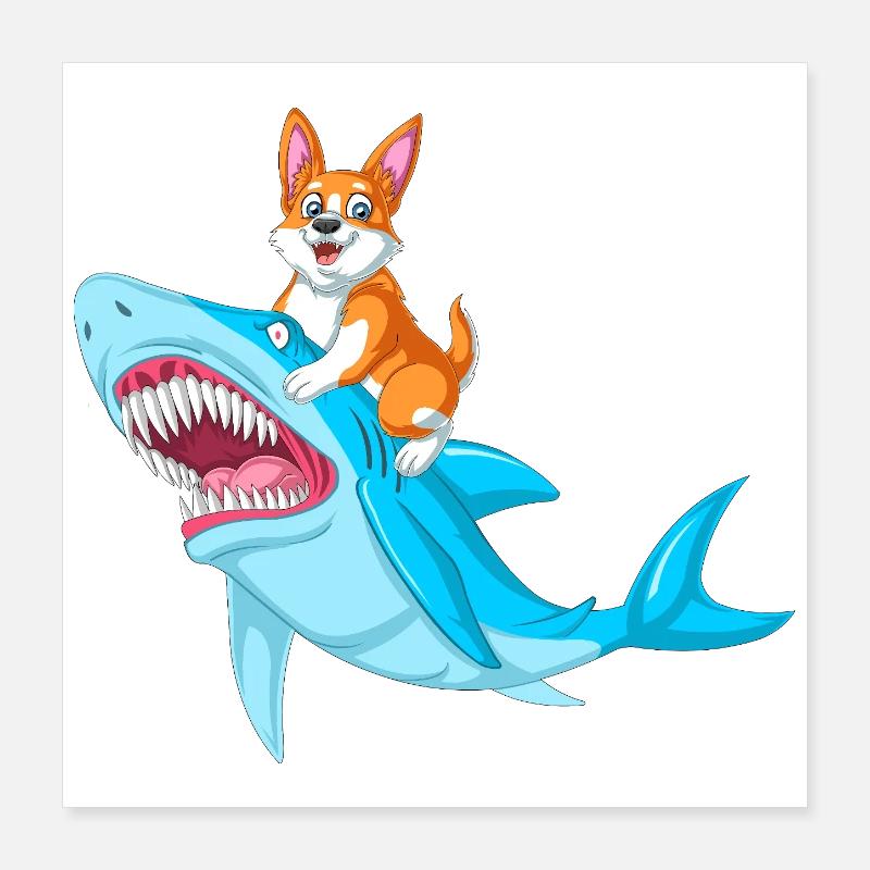 Corgi-Reithai lustiges Tierhemd Poster 40x40 cm