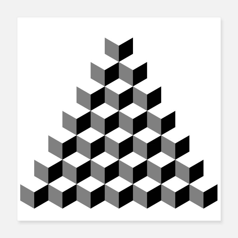 Isometrische Würfelpyramide Poster 40x40 cm