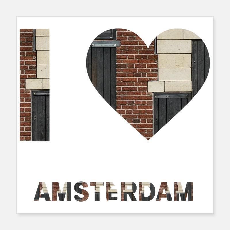 Amsterdam Brick Heart Emblem Tee Poster 40x40 cm