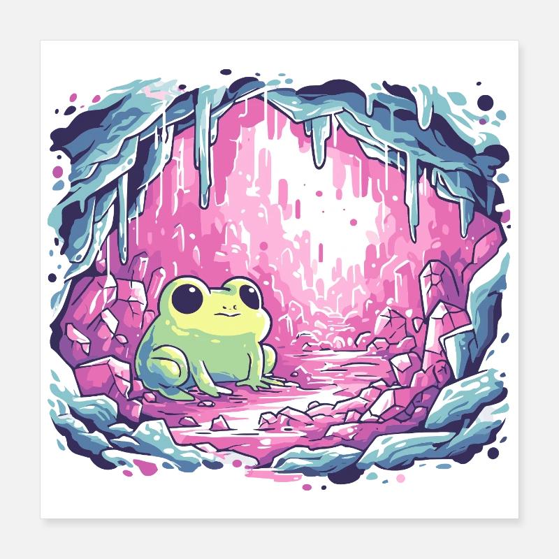 Grenouille dans le chaudron de cristal rose Poster 40 x 40 cm