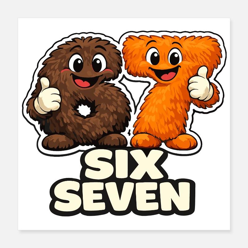 67 Six Seven Meme Affe Viral Trend Poster 40x40 cm