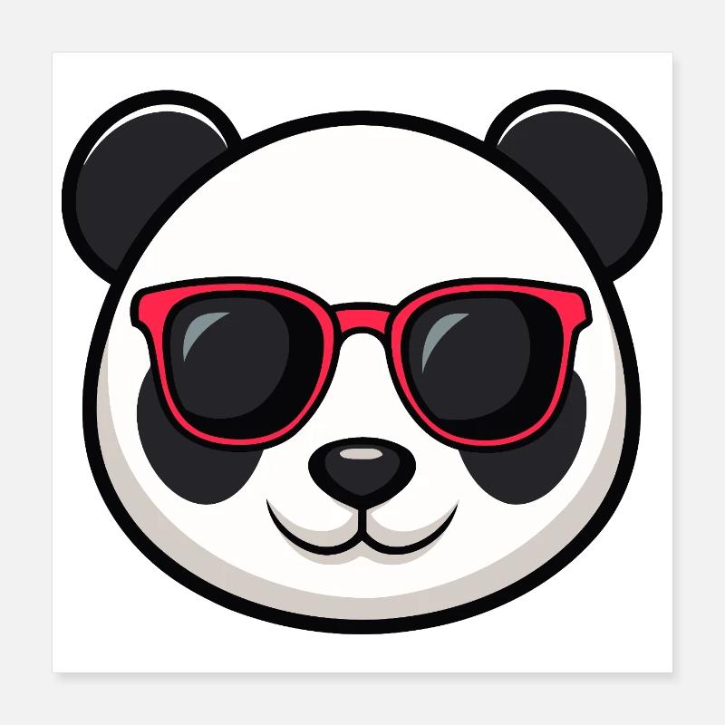 Panda Rote Brille Poster 40x40 cm