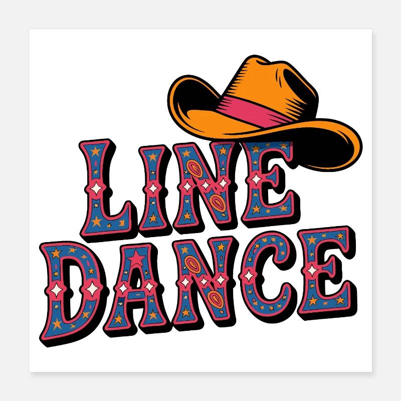 Line Dance Cowboy Hat Poster 16" x 16" (40x40 cm)