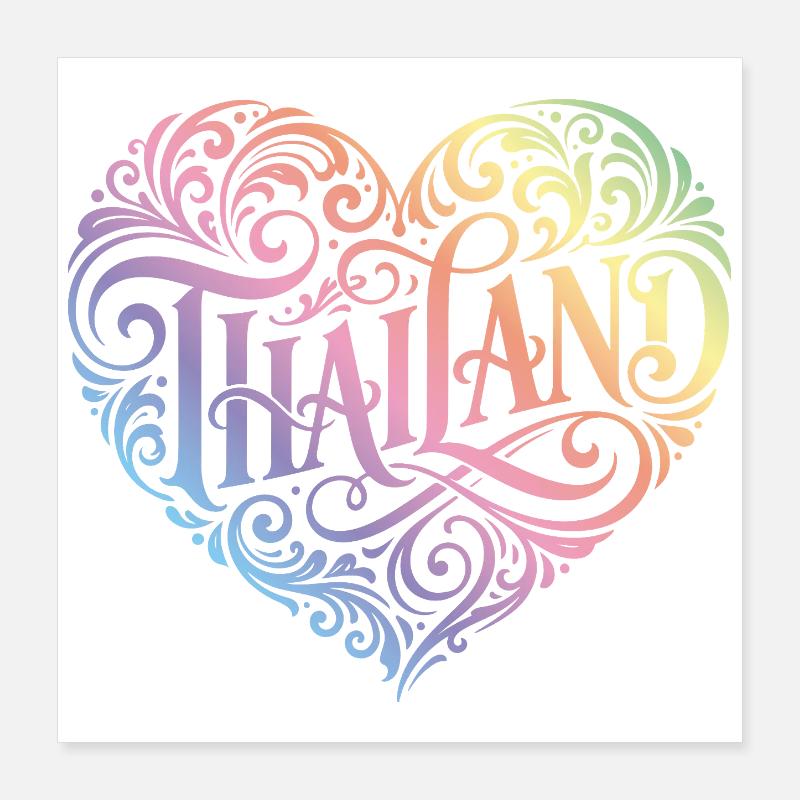Cœur Thaïlandais Coloré Poster 40 x 40 cm