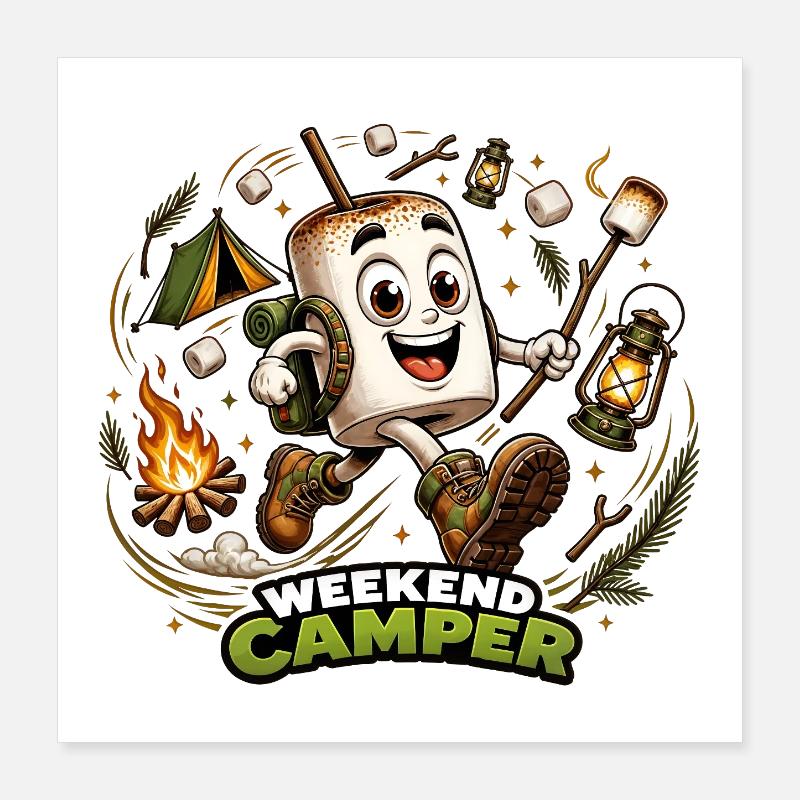 Camper Guimauve Chamallow Week-end Aventurier Poster 40 x 40 cm