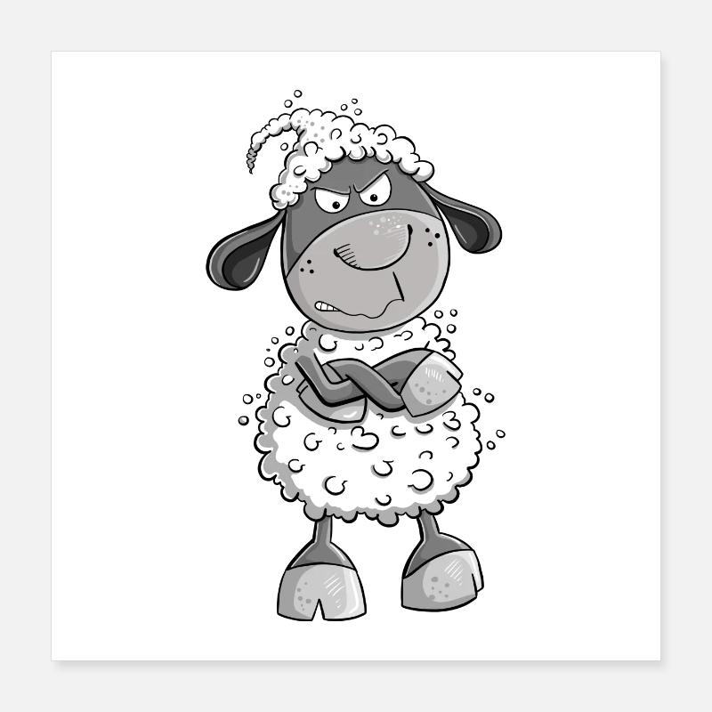 Nö Schaf I Nein Statement Comic Tiermotiv Fun Poster 40x40 cm