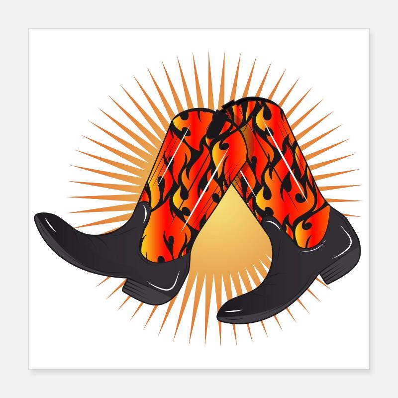 extravagant western boots with flame pattern Poster 16" x 16" (40x40 cm)