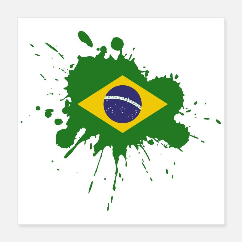 Brasilien Flagge Fleckendesign Poster 40x40 cm