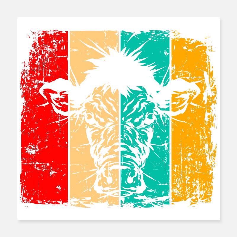 Rétro vache Poster 40 x 40 cm