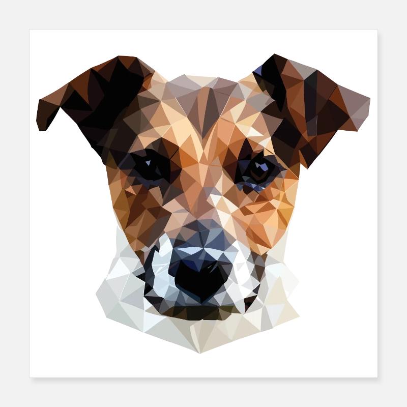 Jack Russell Terrier Hund Polygon Poster 40x40 cm