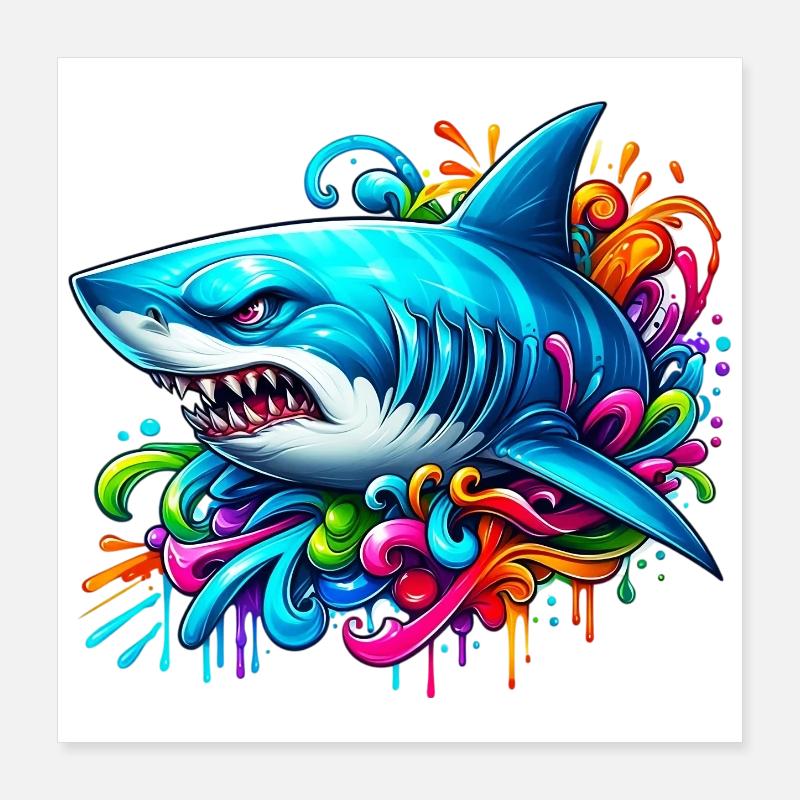 Shark Poster 16" x 16" (40x40 cm)